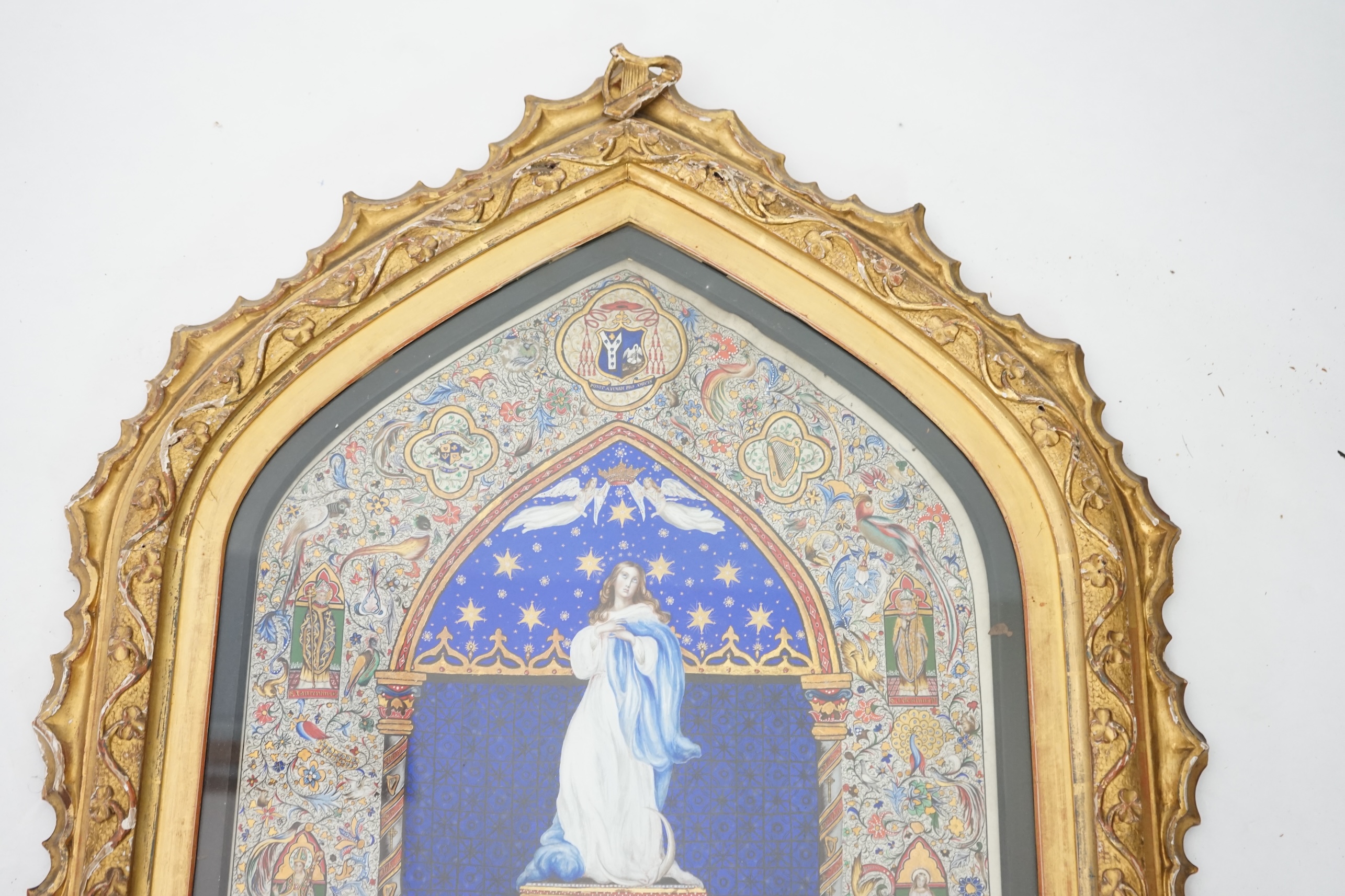 Irish Roman Catholic Interest. A 19th Century Italian illumination presented by Pope Pius IX to Ireland's first Cardinal, Paul Cullen, Archbishop of Dublin, to commemorate the definition of the dogma of the Immaculate Co